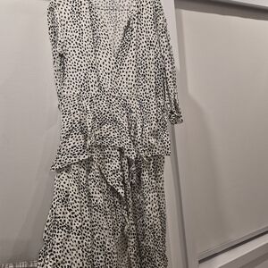 Maje Black and White Long Sleeve Dress